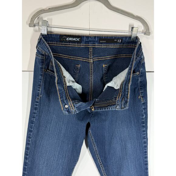Jordache Skinny Fit Jeans Dark Wash Mid Rise Preppy Casual Womens 12W - Picture 5 of 9